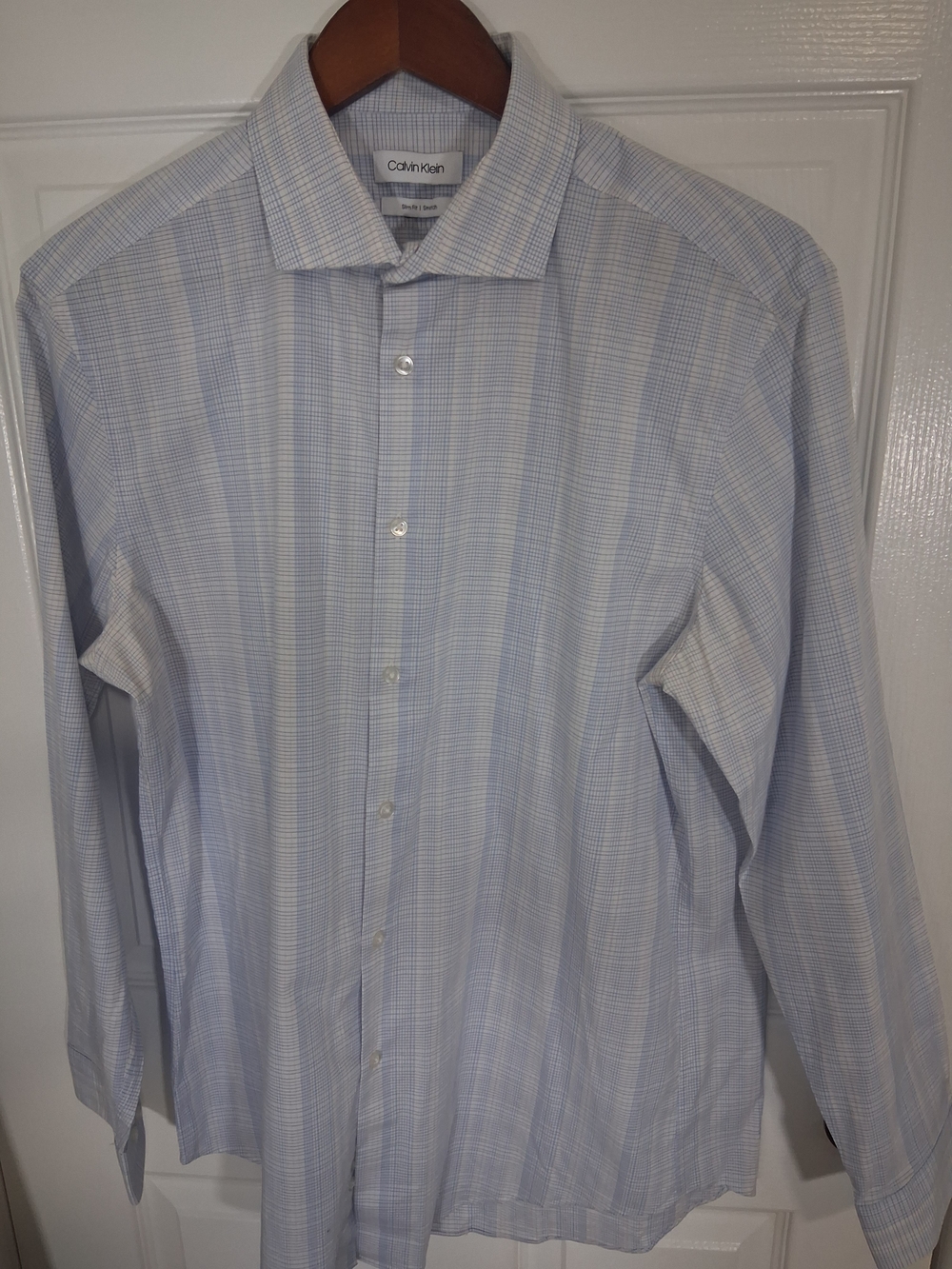 Calvin Klein Light Blue Plaid Dress Shirt - Men's. 21